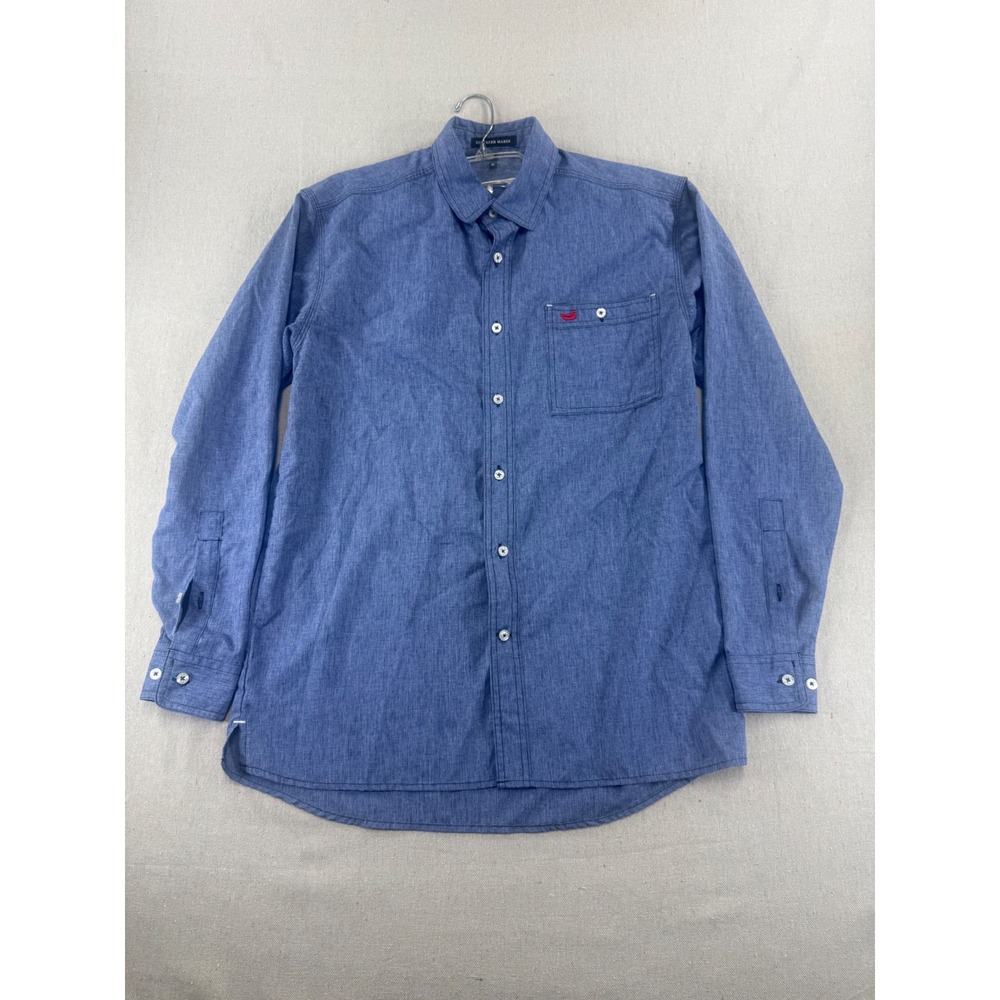 Southern Marsh Mens Small Blue Heathered Long Sleeve Button Down Shirt ZGRN451